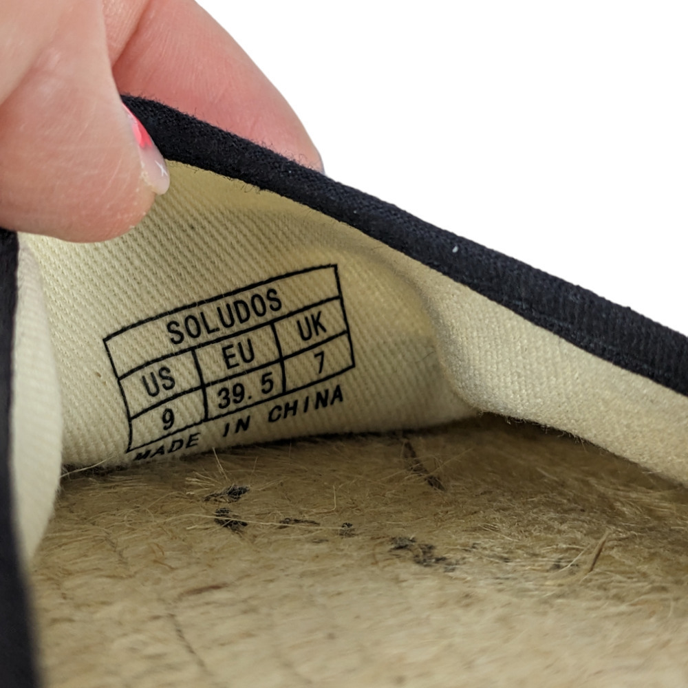 Soludos Espadrilles 9 Cream Navy Blue Stripe Ribbon Tie Closure Flat Shoes - Picture 6 of 7